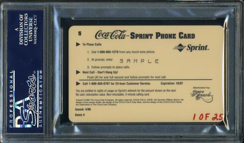 1996 Coca-Cola Cal Ripken $2 Phone Cards Gold - Sample #5 Cal Ripken Jr. (2131) $2 phone PSA 8 #23938145 - Back