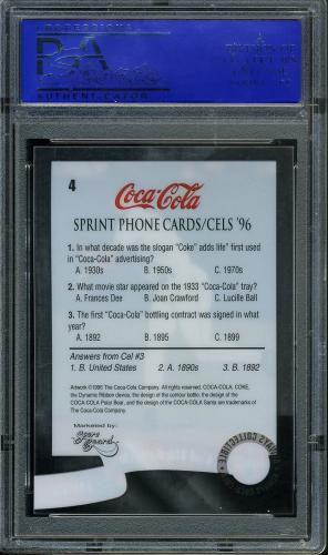 1996 Coca-Cola Cal Ripken Cels #4 Cal Ripken Jr. (throwing) cell PSA 10 #11786206 - Back