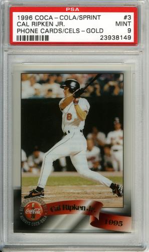 1996 Coca-Cola Cal Ripken Cels Gold #3 Cal Ripken Jr. (batting) cell PSA 9 #23938149
