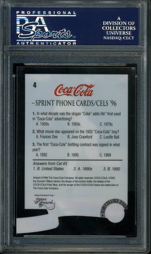 1996 Coca-Cola Cal Ripken Cels Gold #4 Cal Ripken Jr. (throwing) cell PSA 9 #23938150 - Back