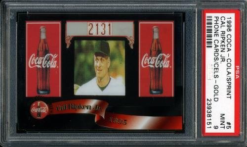 1996 Coca-Cola Cal Ripken Cels Gold #5 Cal Ripken Jr. (2131) cell PSA 9 #23938151