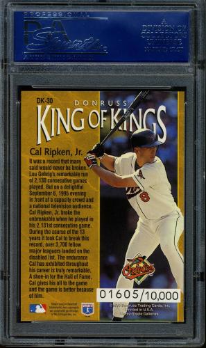 1996 Donruss Diamond Kings #30 Cal Ripken PSA 10 #16213438 - Back