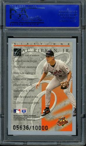 1996 Donruss Elite #61 Cal Ripken PSA 9 #30980147 - Back