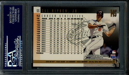 1996 Donruss Press Proofs #145 Cal Ripken PSA 10 #22736673 - Back