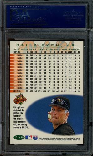1996 Fleer Orioles #15 Cal Ripken PSA 10 #20380078 - Back