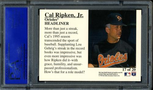 1996 Fleer Update Headliners #17 Cal Ripken PSA 10 #11786231 - Back