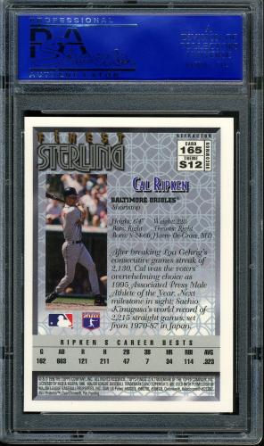 1996 Finest Refractor - No Coating #165 Cal Ripken S PSA 8 #30980152 - Back