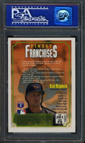 1996 Finest Refractors #281 Cal Ripken B PSA 10 #04048397 - Back
