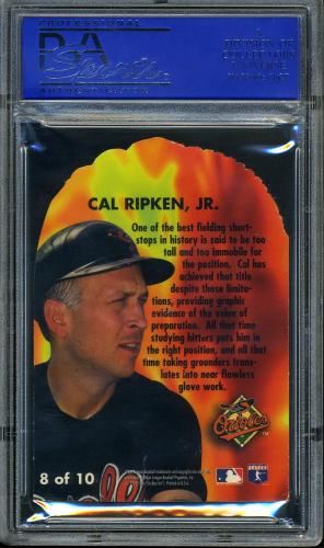 1996 Flair Hot Gloves #8 Cal Ripken PSA 8 #30980155 - Back