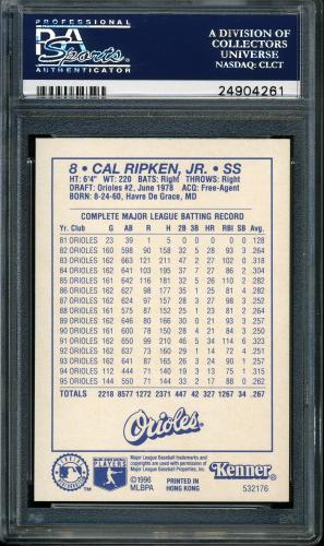 1996 Kenner Starting Lineup Cards Cal Ripken [Convention Special] PSA 10 #24904261 - Back