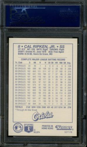1996 Kenner Starting Lineup Cards Cal Ripken [Lasting Leaders] PSA 10 #20511546 - Back