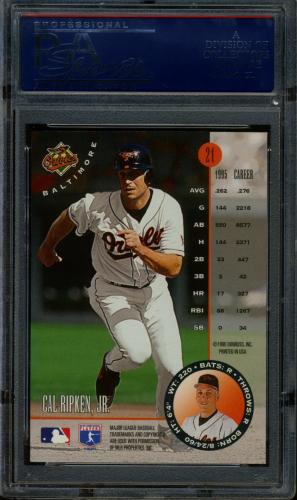 1996 Leaf #21 Cal Ripken PSA 10 #21026761 - Back