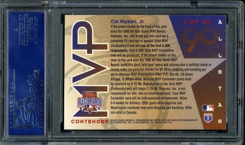 1996 Leaf All-Star Game MVP Contenders #4 Cal Ripken PSA 10 #16066258 - Back