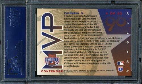 1996 Leaf All-Star Game MVP Contenders Gold #4 Cal Ripken PSA 10 #21124843 - Back