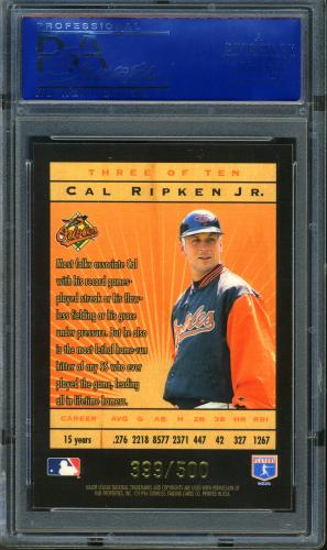 1996 Leaf Limited Lumberjacks Black #3 Cal Ripken PSA 10 #15563930 - Back