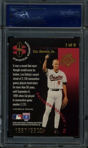 1996 Leaf Statistical Standouts #1 Cal Ripken PSA 10 #21202823 - Back