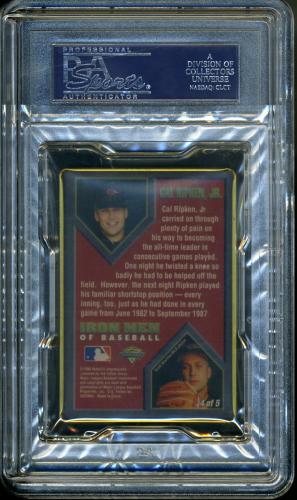 1996 Metallic Impressions Iron Men of Baseball #4 Cal Ripken, Jr. PSA 9 #23938173 - Back