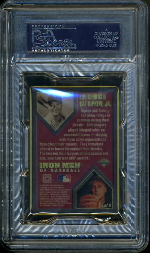 1996 Metallic Impressions Iron Men of Baseball #5 Lou Gehrig & Cal Ripken, Jr. PSA 10 #23938152 - Back