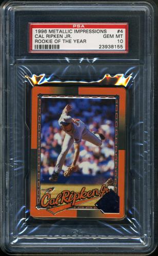 1996 Metallic Impressions Ripken #04 Cal Ripken, Jr. (Leaping grab in field) PSA 10 #23938155