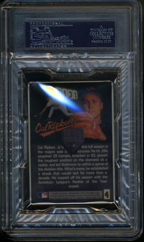 1996 Metallic Impressions Ripken #04 Cal Ripken, Jr. (Leaping grab in field) PSA 10 #23938155 - Back