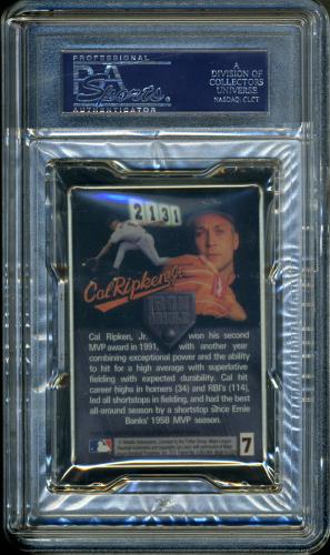1996 Metallic Impressions Ripken #07 Cal Ripken, Jr. (Holding AS MVP trophy) PSA 10 #23938158 - Back