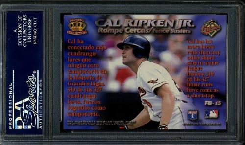 1996 Pacific Prisms Fence Busters #FB-15 Cal Ripken PSA 9 #22886612 - Back
