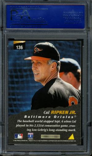 1996 Pinnacle #136 Cal Ripken NAT PSA 10 #14293261 - Back