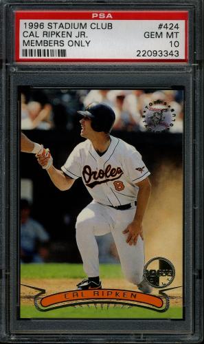 1996 Stadium Club Members Only Parallel #424 Cal Ripken PSA 10 #22093343