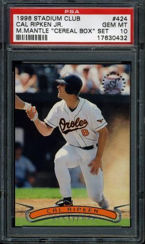 1996 Stadium Club Mickey Mantle Cereal Box Set #424 Cal Ripken PSA 10 #17630432