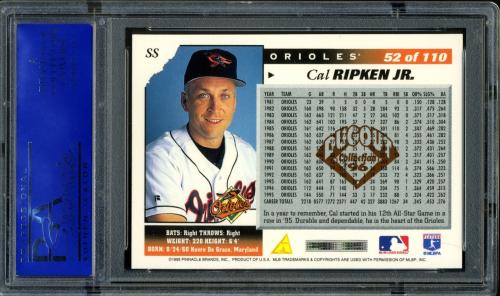 1996 Score Dugout Collection Artist's Proofs #A52 Cal Ripken PSA 10 #11786261 - Back