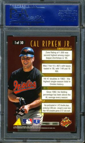 1996 Score Numbers Game #1 Cal Ripken PSA 10 #16361004 - Back