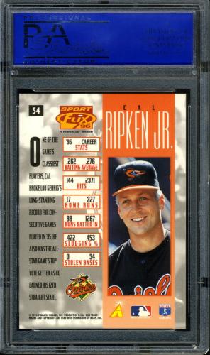 1996 Sportflix #054 Cal Ripken PSA 10 #11786277 - Back
