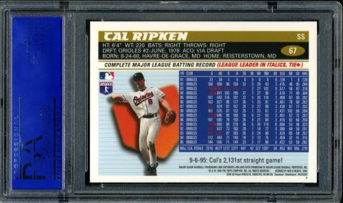 1996 Topps Chrome #67 Cal Ripken PSA 10 #11786304 - Back