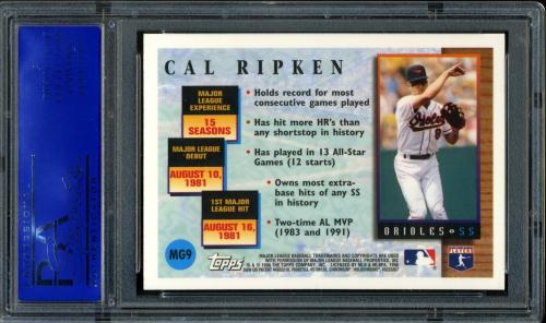 1996 Topps Chrome Master of the Game #9 Cal Ripken PSA 9 #11786305 - Back