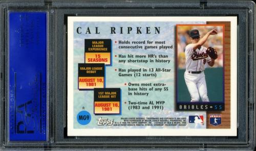1996 Topps Chrome Master of the Game Refractors #9 Cal Ripken PSA 9 #11786306 - Back