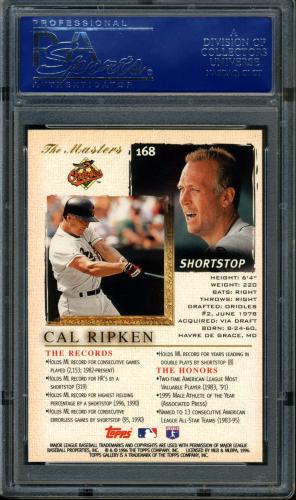 1996 Topps Gallery #168 Cal Ripken PSA 10 #16079693 - Back