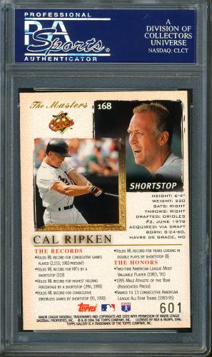 1996 Topps Gallery Player's Private Issue #168 Cal Ripken PSA 10 #23938174 - Back