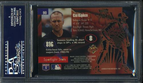 1996 Topps Laser #90 Cal Ripken PSA 10 #24873402 - Back