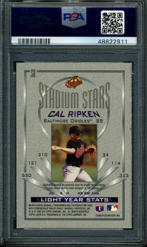 1996 Topps Laser Stadium Stars #8 Cal Ripken PSA 8 #48822911 - Back