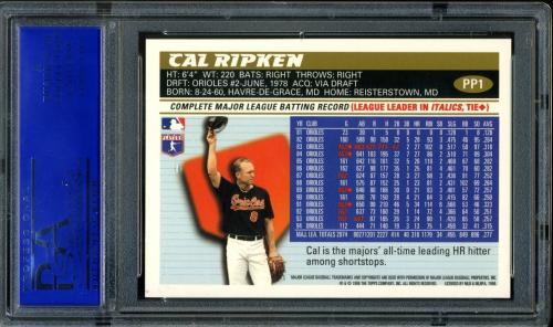 1996 Topps Promos #PP1 Cal Ripken PSA 10 #11786562 - Back