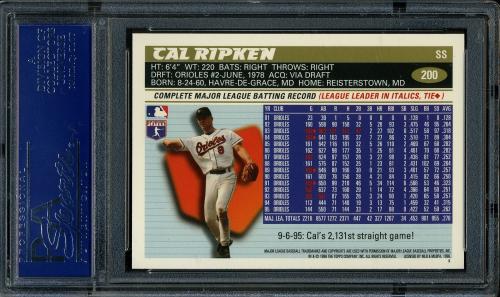 1996 Topps Team Topps #200 Cal Ripken PSA 10 #18877182 - Back