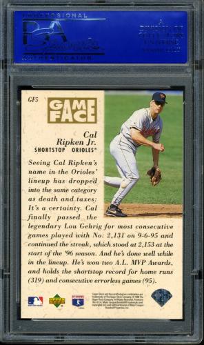 1996 Upper Deck Gameface #GF5 Cal Ripken PSA 10 #30980181 - Back