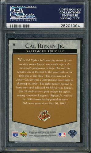 1996 Upper Deck Predictor Hobby Exchange #H6 Cal Ripken PSA 10 #25201094 - Back