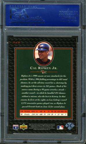 1996 Upper Deck Ripken Collection #13 Cal Ripken UD PSA 10 #14293304 - Back
