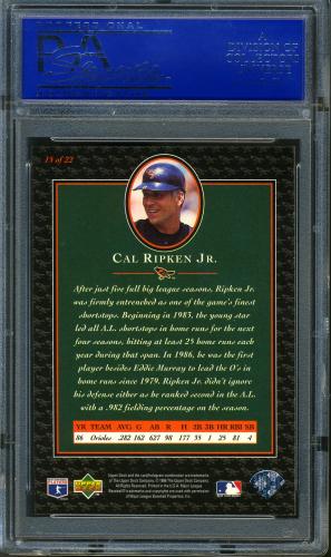 1996 Upper Deck Ripken Collection #15 Cal Ripken UD PSA 10 #14293201 - Back