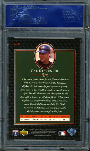 1996 Upper Deck Ripken Collection #16 Cal Ripken UD PSA 10 #16360103 - Back