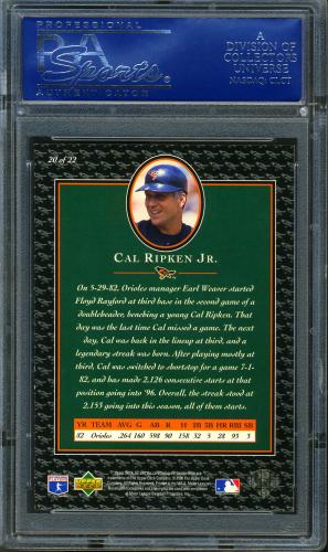 1996 Upper Deck Ripken Collection #20 Cal Ripken SP PSA 10 #16488413 - Back