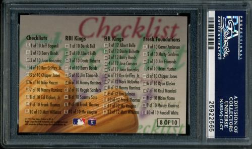 1996 Ultra Checklists #A8 Cal Ripken PSA 10 #25922565 - Back