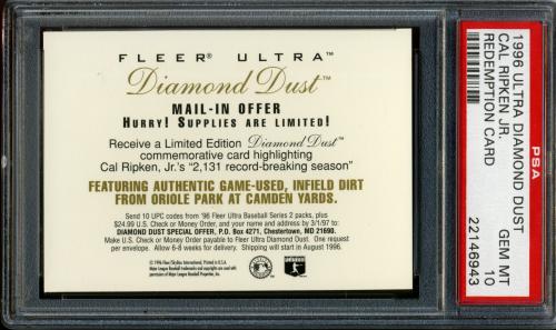 1996 Ultra Cal Ripken Diam.Dust Redemption Card PSA 10 #22146943