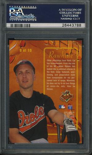 1996 Ultra Rawhide Gold Medallion #9 Cal Ripken PSA 10 #26443788 - Back